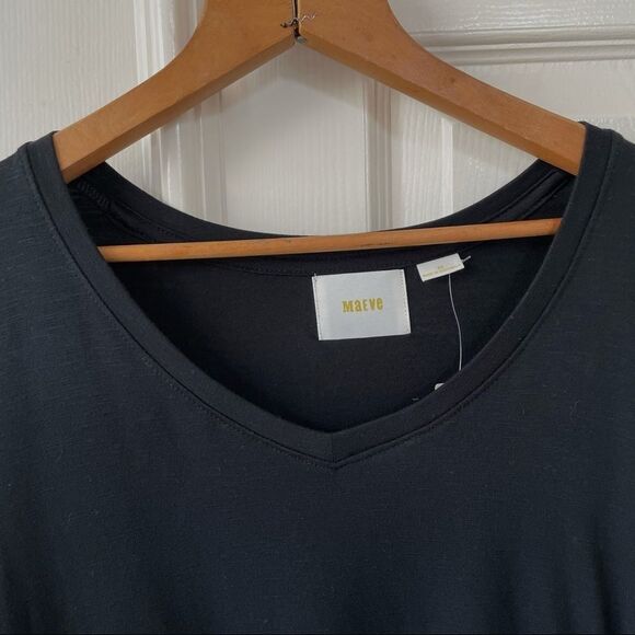 Maeve Anthro black side ruched short sleeve T - Picture 7 of 12